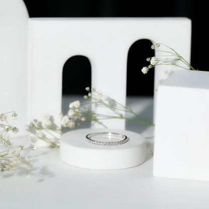 Lab Created Diamond Simple Eternity Ring in Pave Setting
