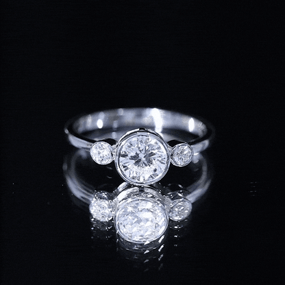 Lab Created Diamond Bezel Set Engagement Ring for Her