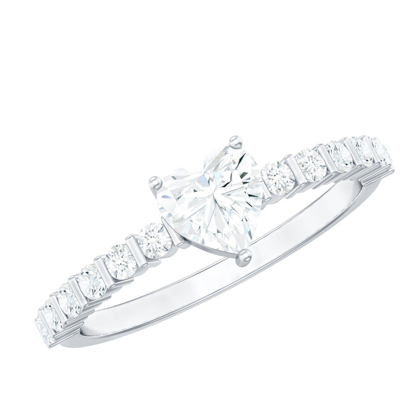 Lab Grown Diamond Heart Promise Ring With Side Stones
