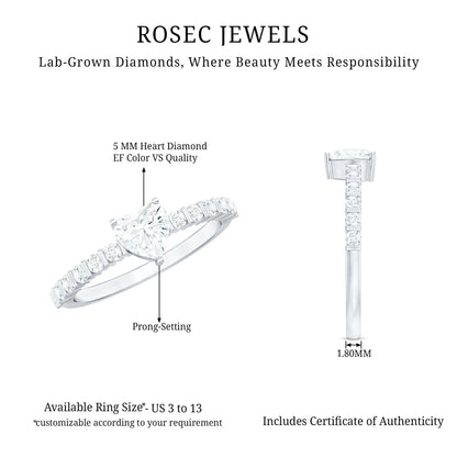 Lab Grown Diamond Heart Promise Ring With Side Stones