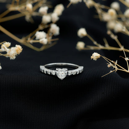 Lab Grown Diamond Heart Promise Ring With Side Stones
