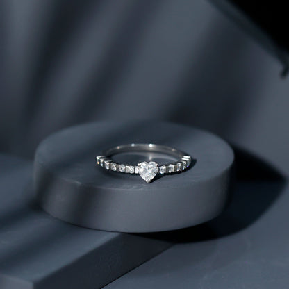 Lab Grown Diamond Heart Promise Ring With Side Stones