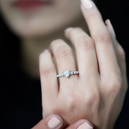 Lab Grown Diamond Heart Promise Ring With Side Stones