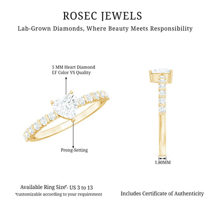 Lab Grown Diamond Heart Promise Ring With Side Stones