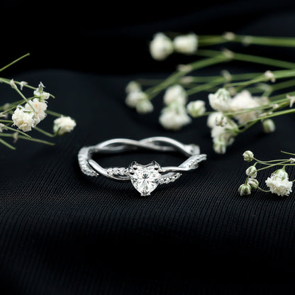 5 MM Heart Shaped Diamond Ring For Women
