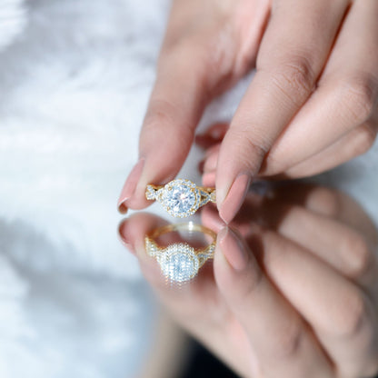 Criss Cross Lab Grown Diamond Halo Engagement Ring For Women