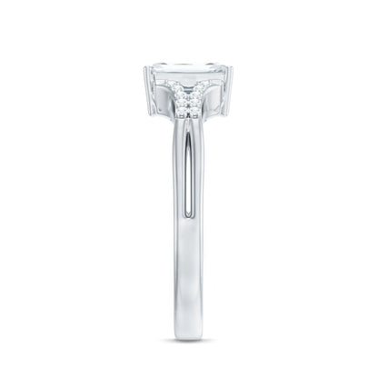 Emerald Cut Lab Diamond Engagement Ring With Split Shank Ring