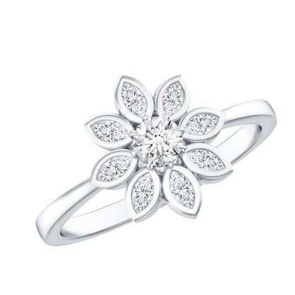 Brilliant Cut Lab Grown Diamond Flower Cocktail Ring