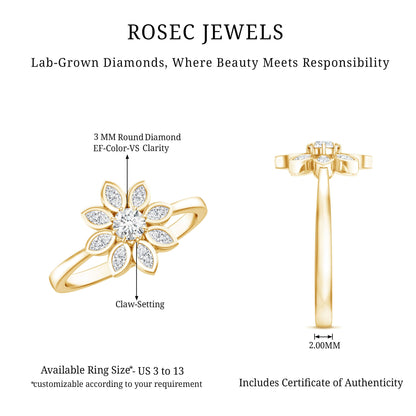 Brilliant Cut Lab Grown Diamond Flower Cocktail Ring