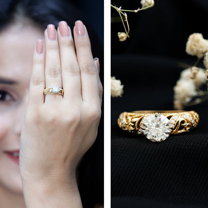 Certified Lab Created Diamond Antique Inspired Engagement Ring