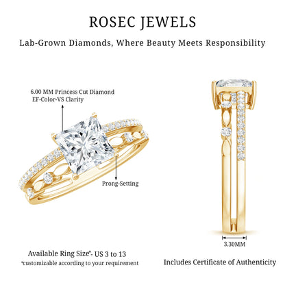 Brilliant Cut Lab Grown Diamond Solitaire Double Band Ring for Women