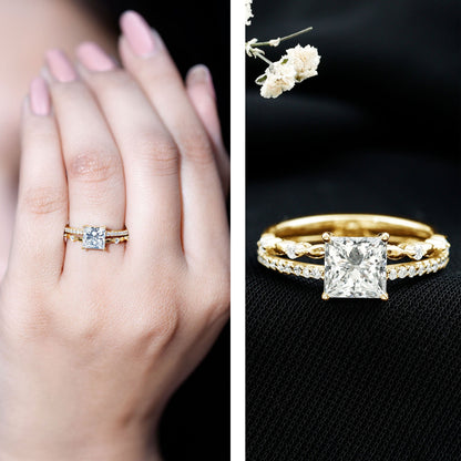 Brilliant Cut Lab Grown Diamond Solitaire Double Band Ring for Women