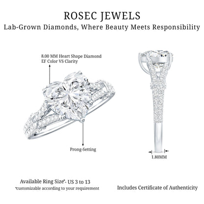 8 mm Lab Grown Diamond Heart Shape Engagement Ring