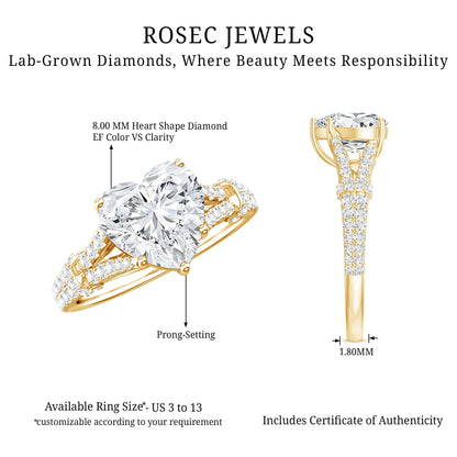 8 mm Lab Grown Diamond Heart Shape Engagement Ring
