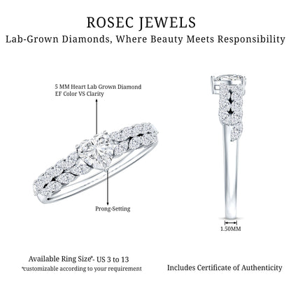 Brilliant Cut Lab Diamond Heart Shaped Promise Ring for Women