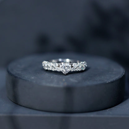Brilliant Cut Lab Diamond Heart Shaped Promise Ring for Women