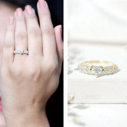 Brilliant Cut Lab Diamond Heart Shaped Promise Ring for Women