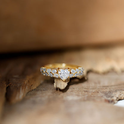 Brilliant Cut Lab Diamond Heart Shaped Promise Ring for Women