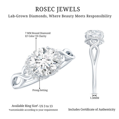 7 MM Round Lab Created Diamond Solitaire Infinity Ring for Her
