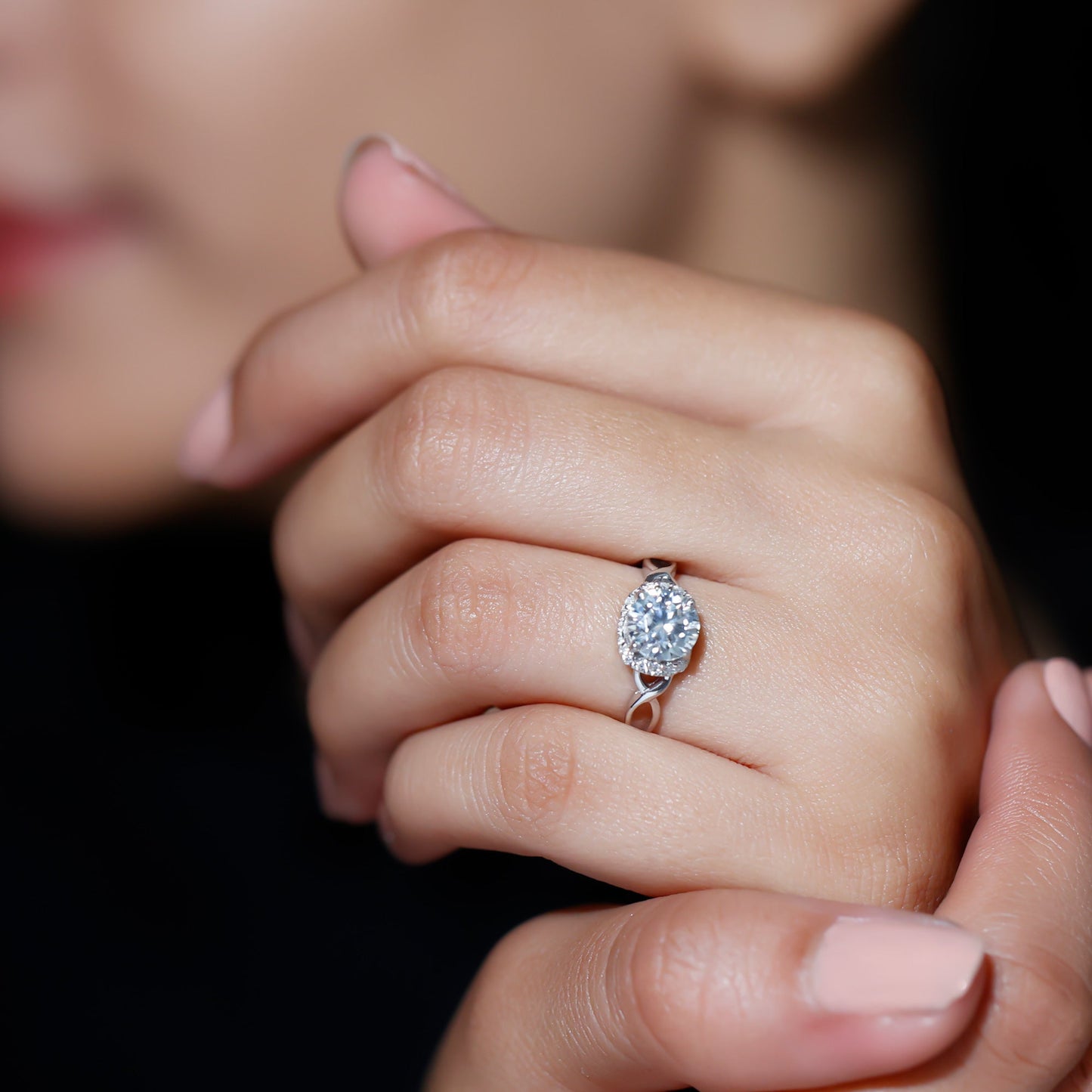 7 MM Round Lab Created Diamond Solitaire Infinity Ring for Her