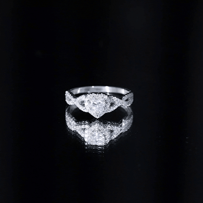 Lab Grown Diamond Heart Engagement Ring with Halo Design