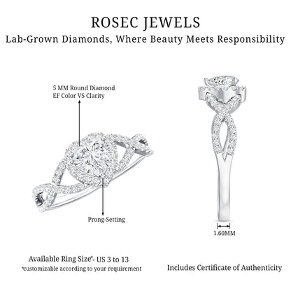 Lab Grown Diamond Heart Engagement Ring with Halo Design