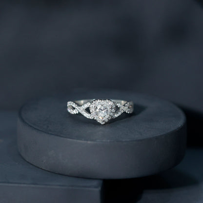 Lab Grown Diamond Heart Engagement Ring with Halo Design