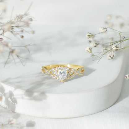 Lab Grown Diamond Heart Engagement Ring with Halo Design