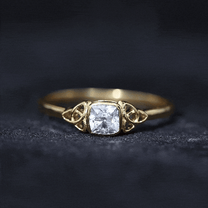 Certified Cushion Cut Diamond Knot Promise Ring