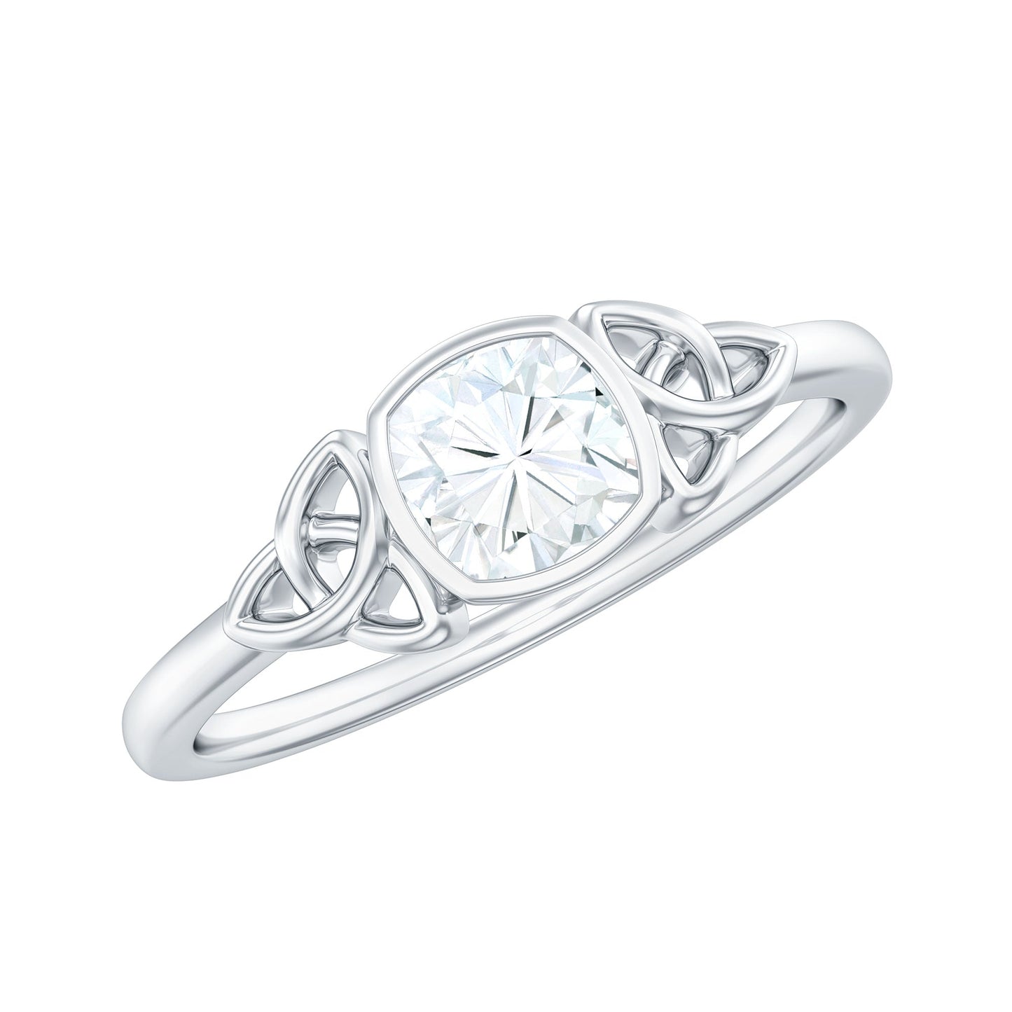 Certified Cushion Cut Diamond Knot Promise Ring