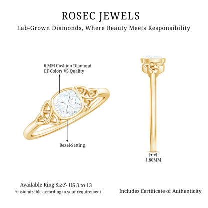 Certified Cushion Cut Diamond Knot Promise Ring