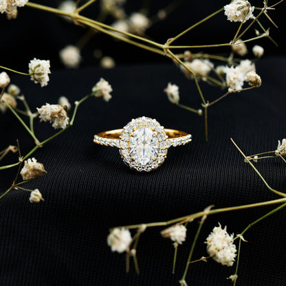 Certified 6X8 mm Lab Grown Diamond Oval Shape Engagement Ring