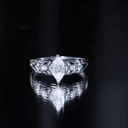 Marquise Cut Lab Grown Diamond Solitaire Filigree Engagement Ring