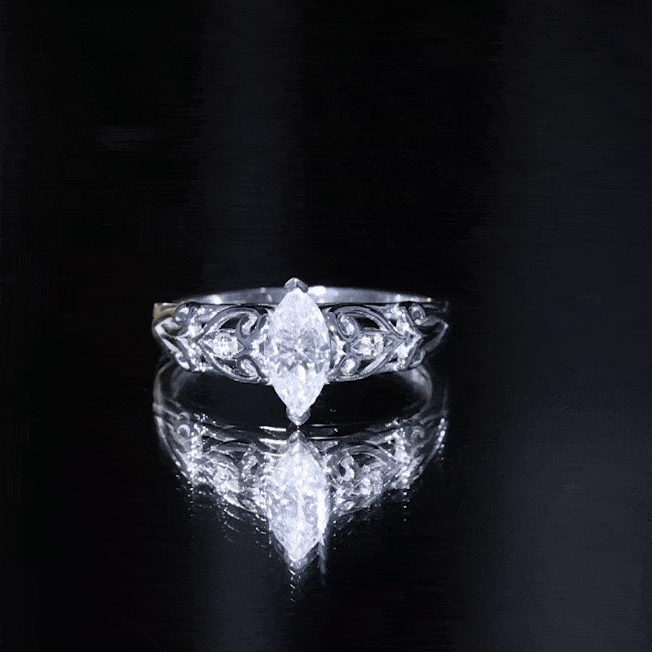 Marquise Cut Lab Grown Diamond Solitaire Filigree Engagement Ring
