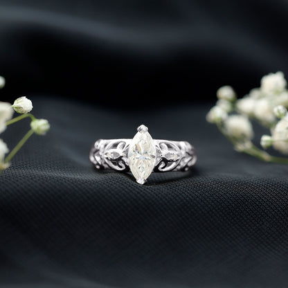 Marquise Cut Lab Grown Diamond Solitaire Filigree Engagement Ring
