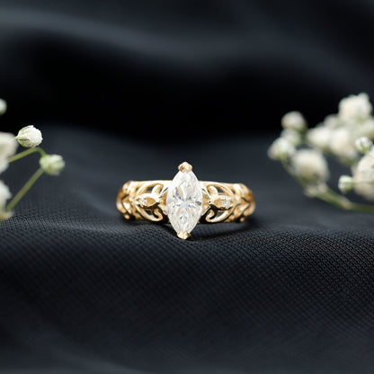 Marquise Cut Lab Grown Diamond Solitaire Filigree Engagement Ring