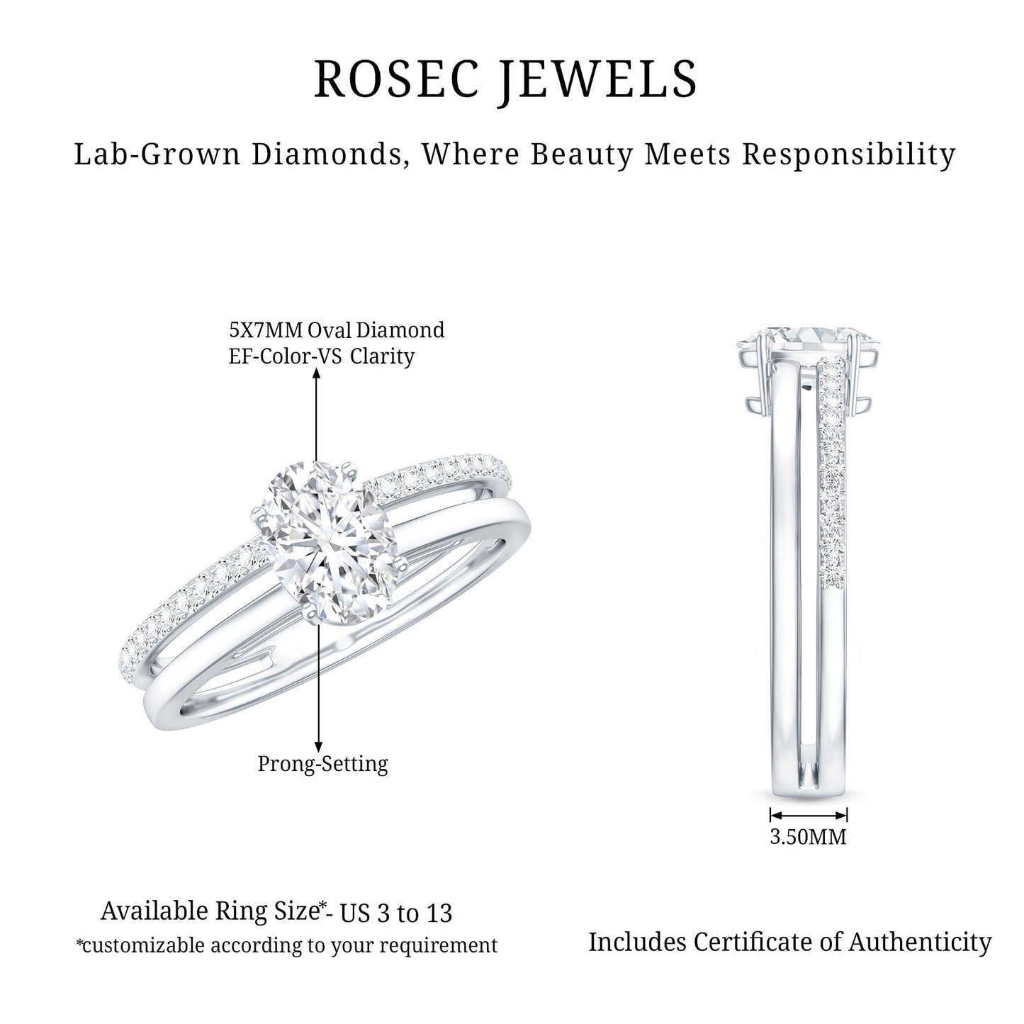 5X7 MM Oval Cut Diamond Solitaire Promise Ring For Her