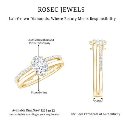 5X7 MM Oval Cut Diamond Solitaire Promise Ring For Her