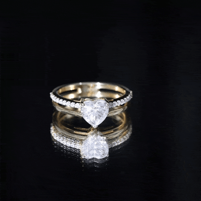 7 MM Heart Shape Lab Grown Diamond Double Band Solitaire Ring
