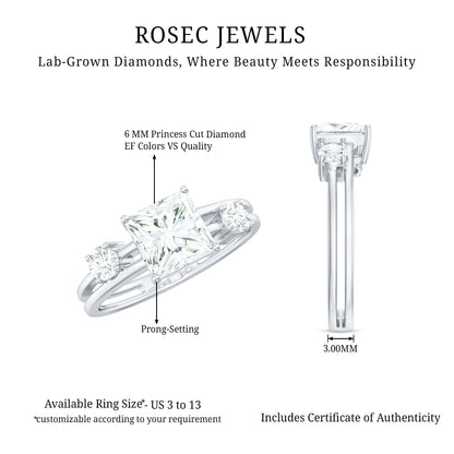 Princess Cut Lab Grown Diamond Double Band Ring