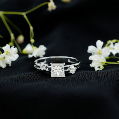 Princess Cut Lab Grown Diamond Double Band Ring