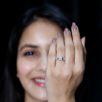 Princess Cut Lab Grown Diamond Double Band Ring