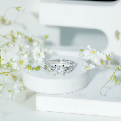 Princess Cut Lab Grown Diamond Double Band Ring
