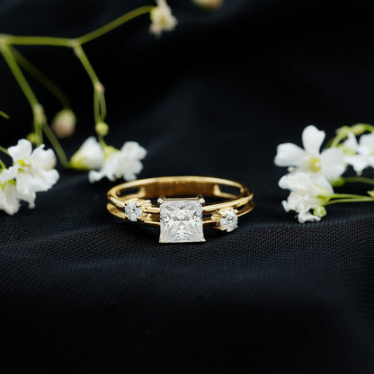 Princess Cut Lab Grown Diamond Double Band Ring