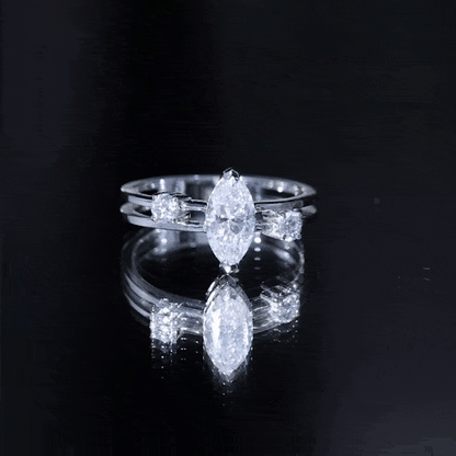 Marquise Cut Lab Grown Diamond Double Band Ring for Women