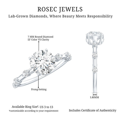 Round Brilliant Cut Lab Grown Diamond Traditional Engagement Ring