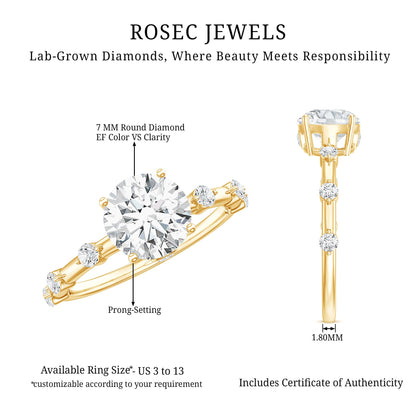 Round Brilliant Cut Lab Grown Diamond Traditional Engagement Ring