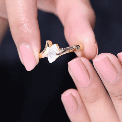 Lab Diamond 5X10 MM Marquise Engagement Ring in Tension Mount Setting