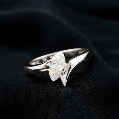 Lab Diamond 5X10 MM Marquise Engagement Ring in Tension Mount Setting