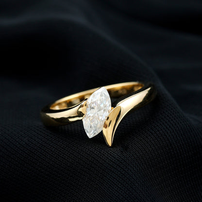 Lab Diamond 5X10 MM Marquise Engagement Ring in Tension Mount Setting